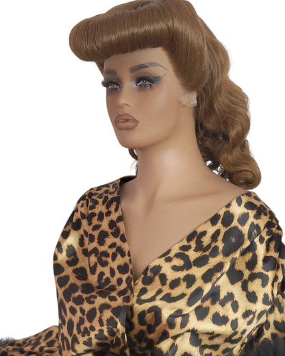 Caramel Brown Pin Up Vintage Roll Wig.