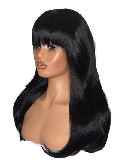 Bardot Black Volume Face Framing Wavy Wig With Bangs