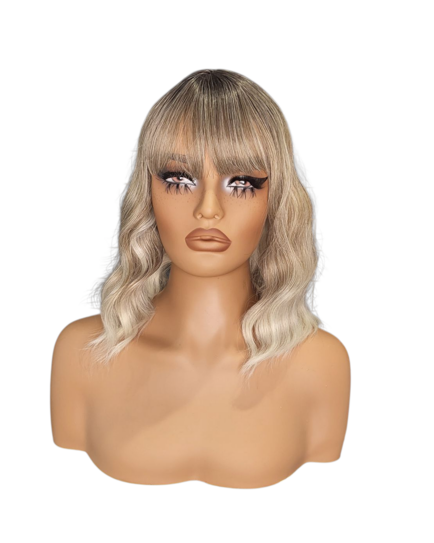 Ash Blonde Ombre Wavy Bob Wig. Rosie