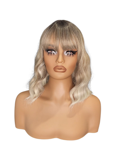 Ash Blonde Ombre Wavy Bob Wig. Rosie