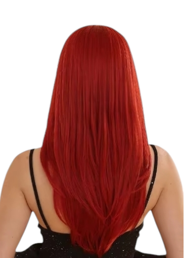 Red Pink Long Bob Wig. Rose