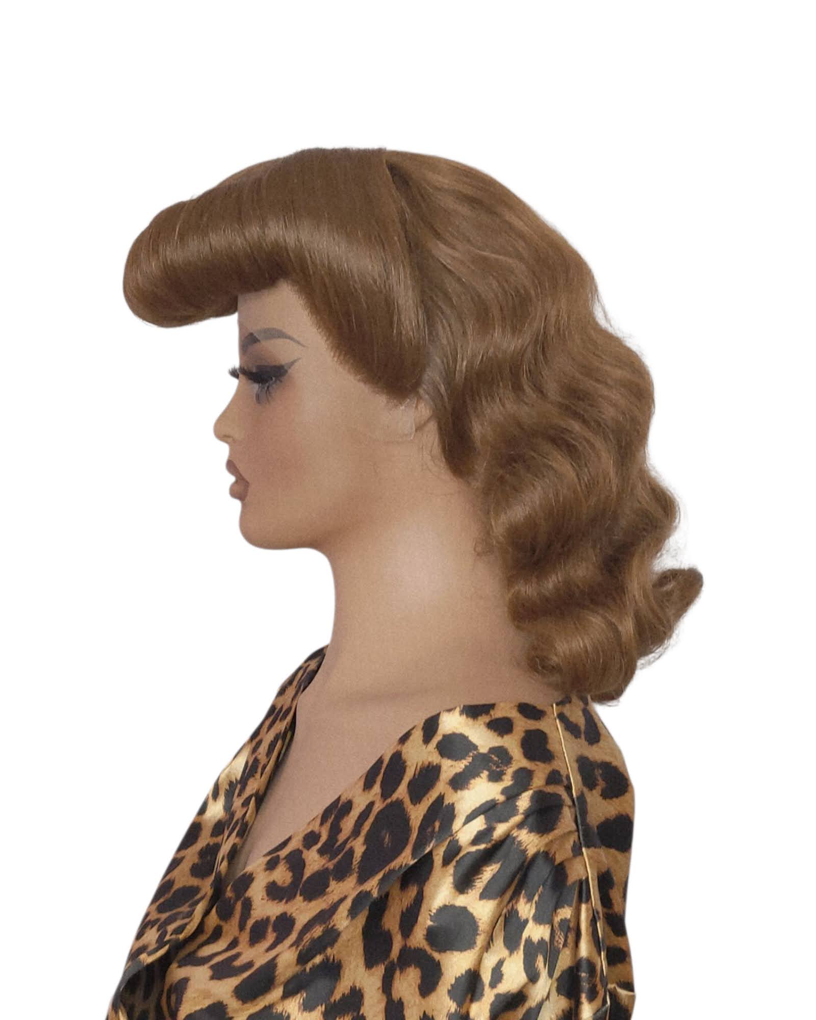 Caramel Brown Pin Up Vintage Roll Wig.