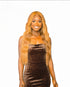 Apricot Wavy Long Middle Part Lace Front Wig. Badra.