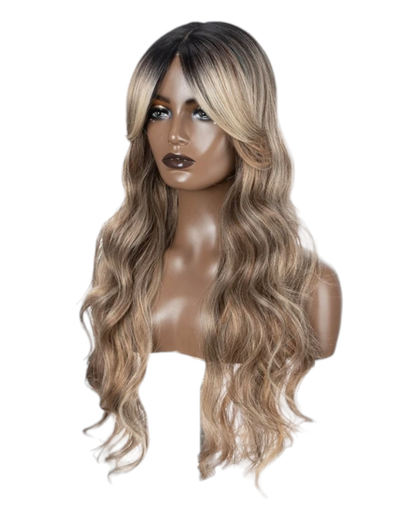 Brown Blonde Middle Part Lace Wig. Vanilla