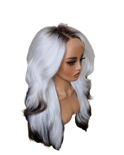 Ice White Tipped Lace Front Wig. Iced Vanilla