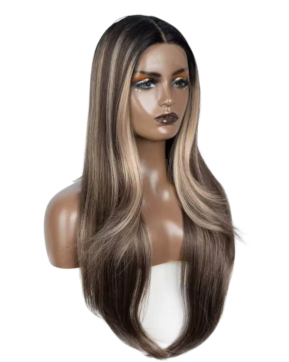 Brown Blonde Streaked Lace Front Wig. Zosia