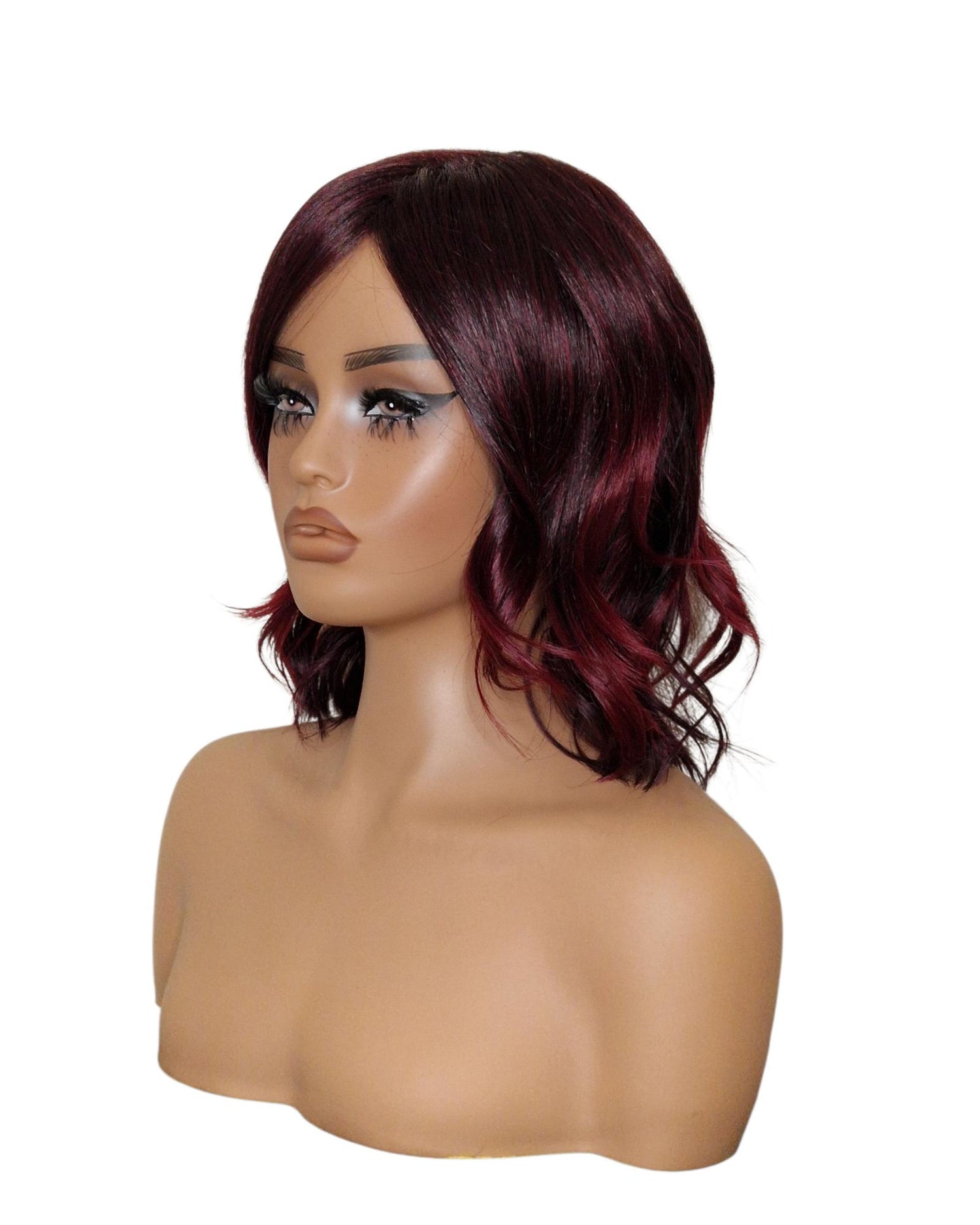 Burgundy Choppy Wave Bob Wig. Abbi