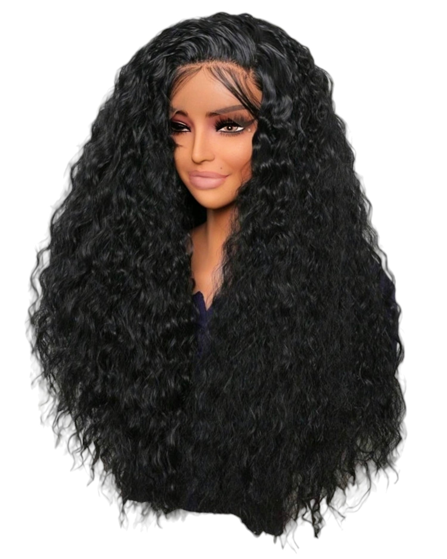 T Part Natural Curl Lace Front Black Wig. Starlet.-CelebWigs