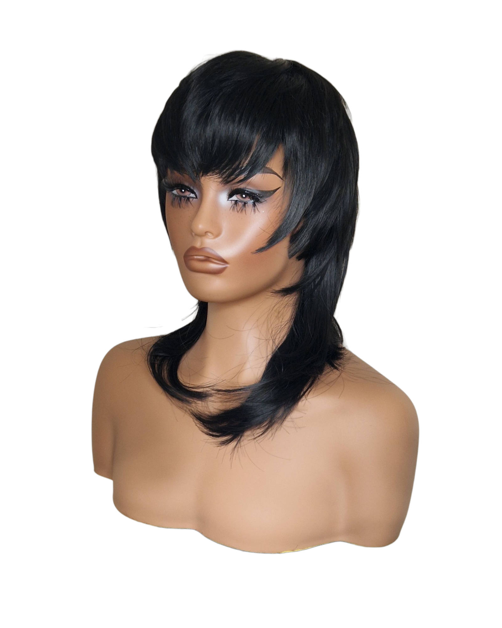 Black Shaggy Mullet Hairstyle Wig. Dua