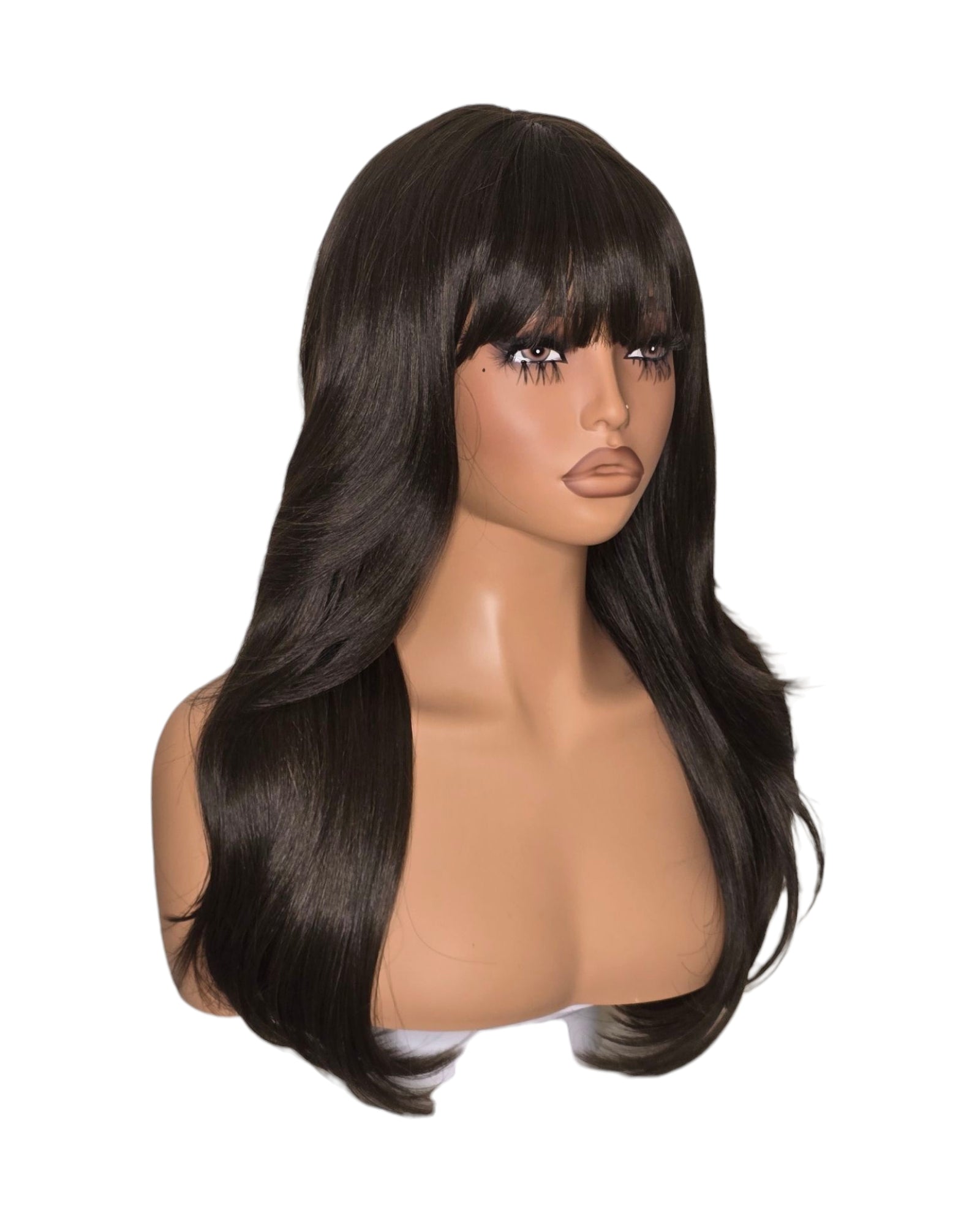 Face Framing Long Wig Dark Brown. Bardot