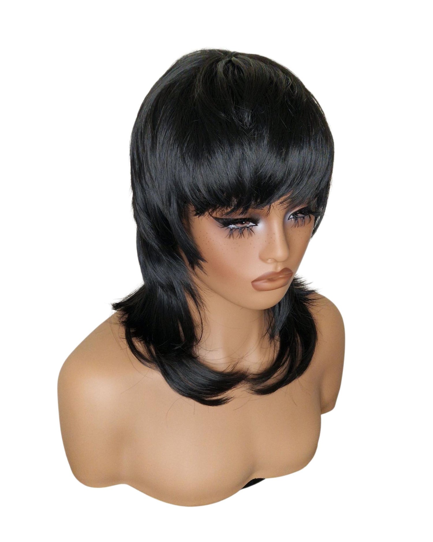 Black Shaggy Mullet Hairstyle Wig. Dua