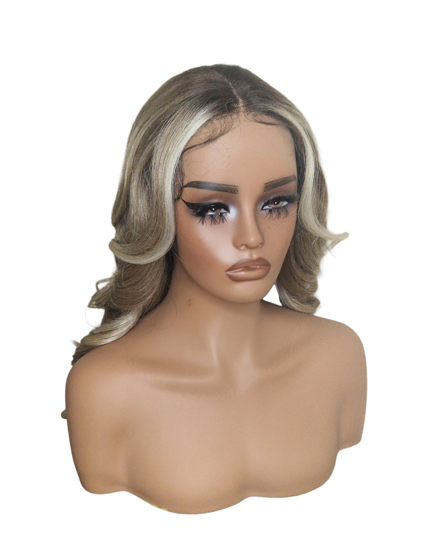 Ash Blonde Balayage Wavy Lace Front Wig. Echo