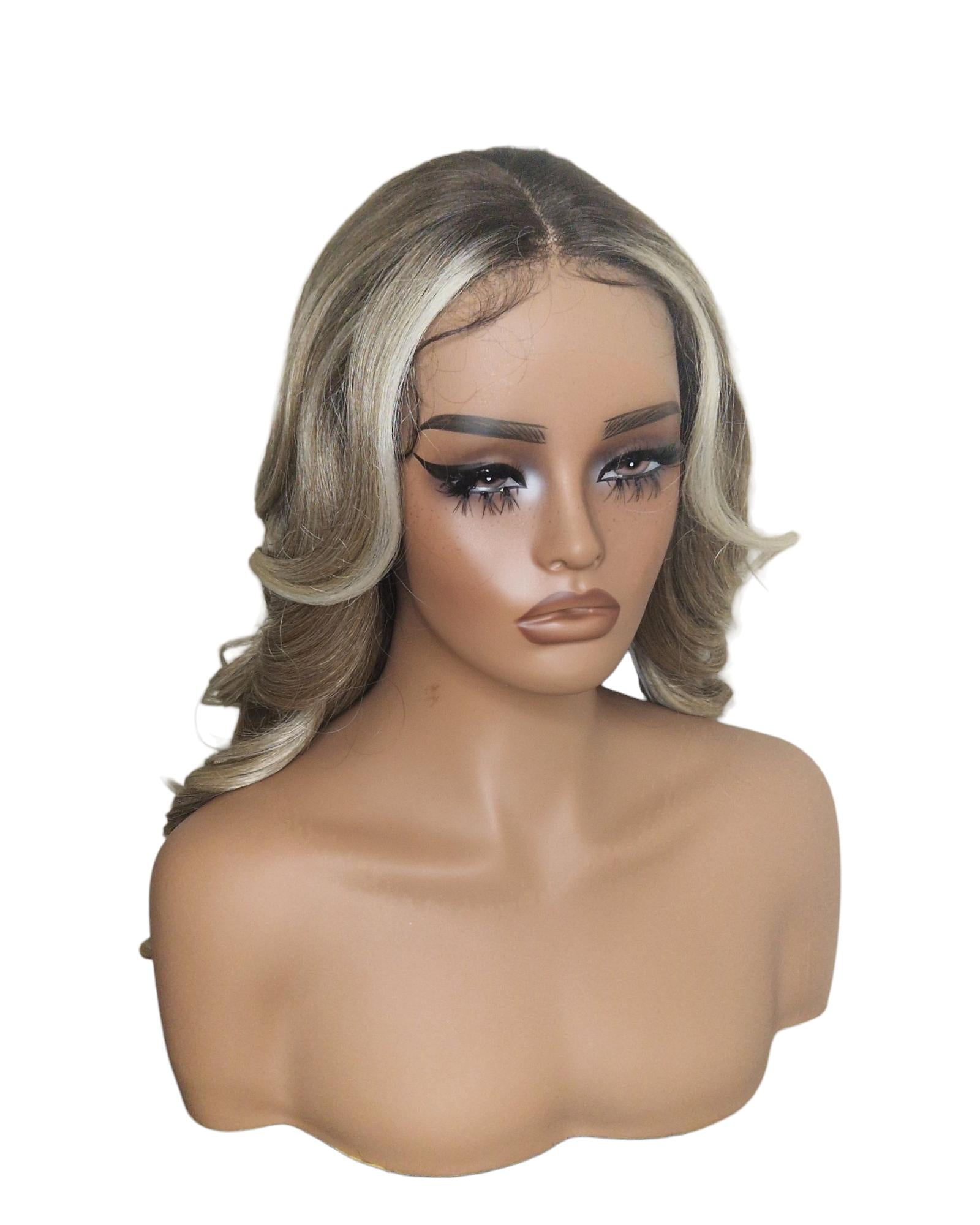 Ash Blonde Balayage Wavy Lace Front Wig. Echo