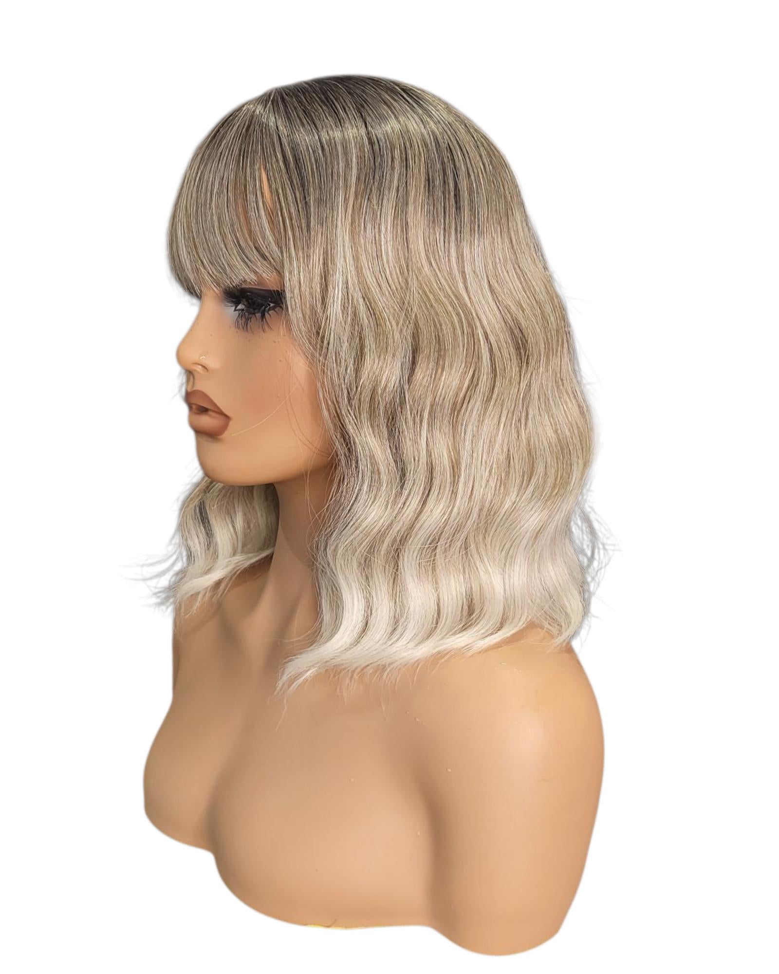 Ash Blonde Ombre Wavy Bob Wig. Rosie