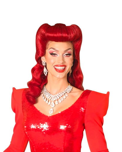 Red Pin Up Vintage Roll Wig.