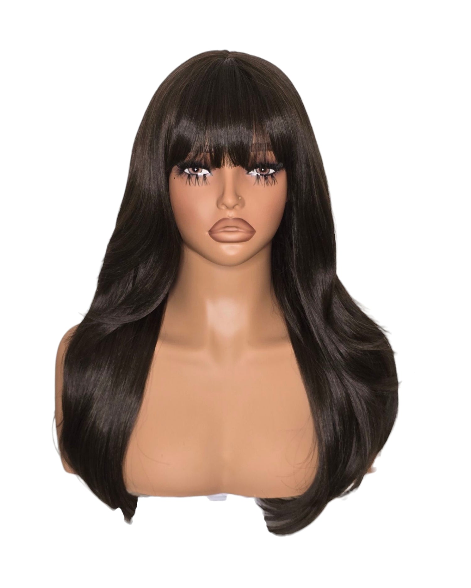 Face Framing Long Wig Dark Brown. Bardot