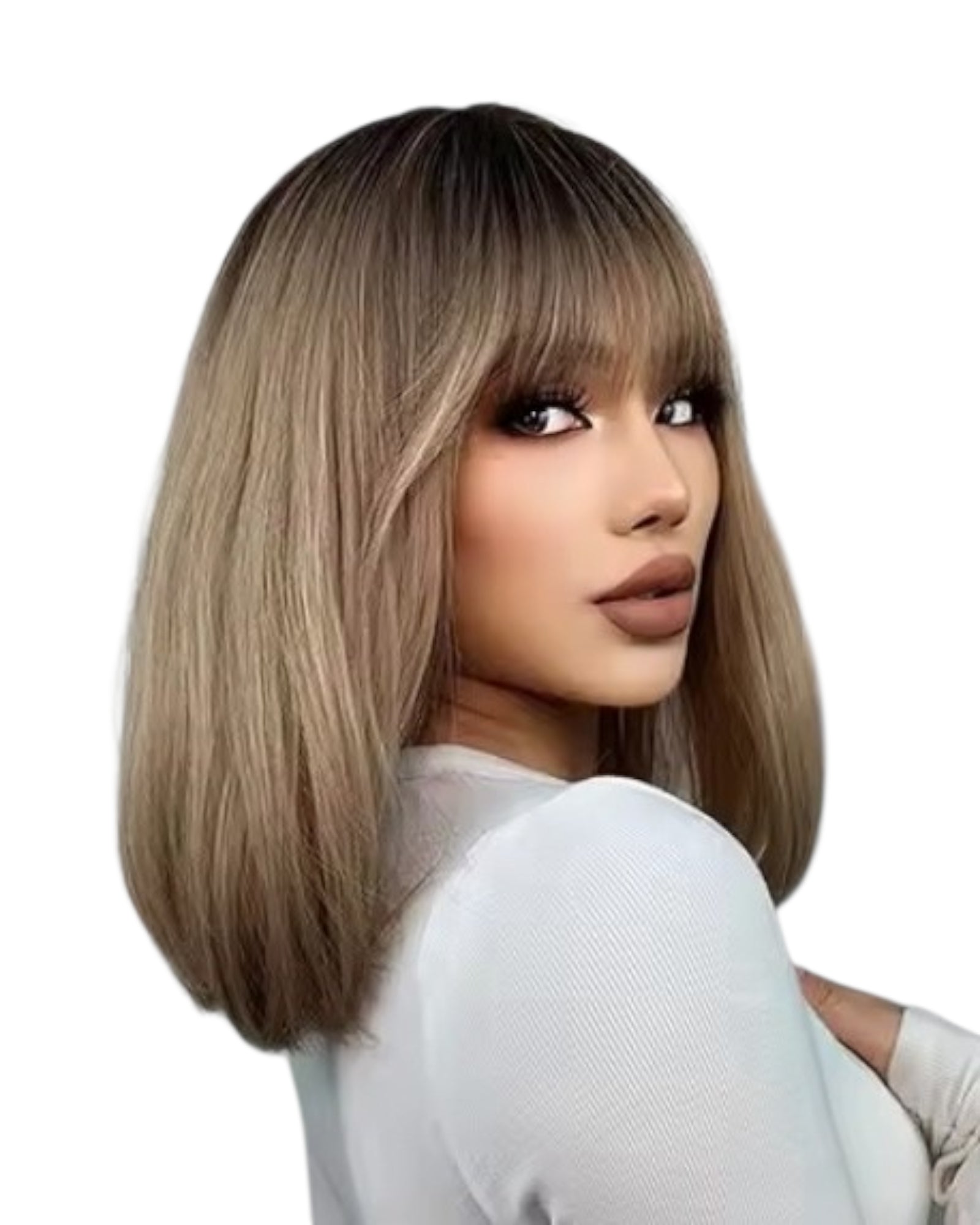 Long Lob Ash Brown Wig. Katy