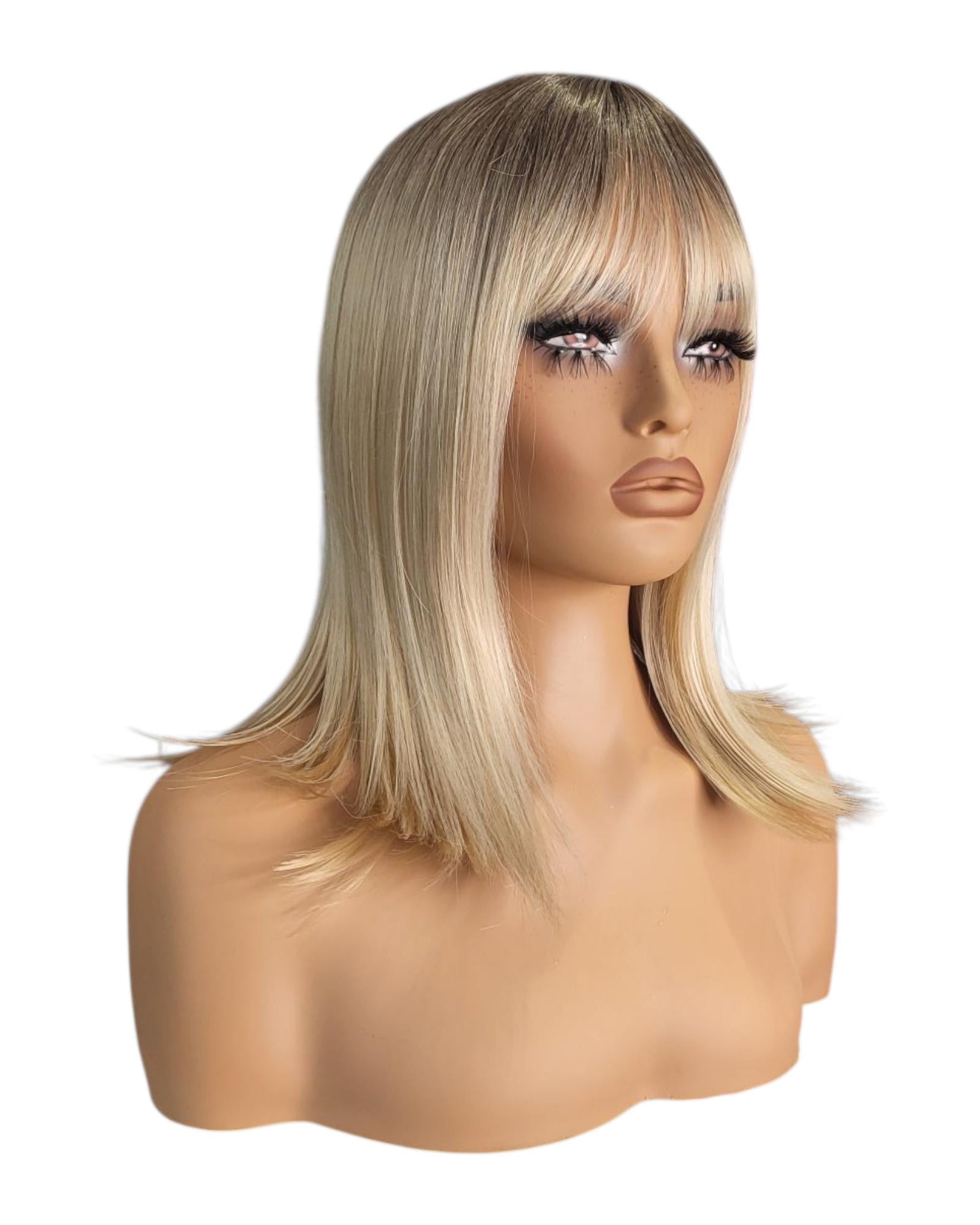 Blonde Highlighted Long Bob Wig. Alexis