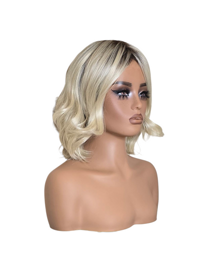Platinum Blonde Wavy Bob Wig. Abbi