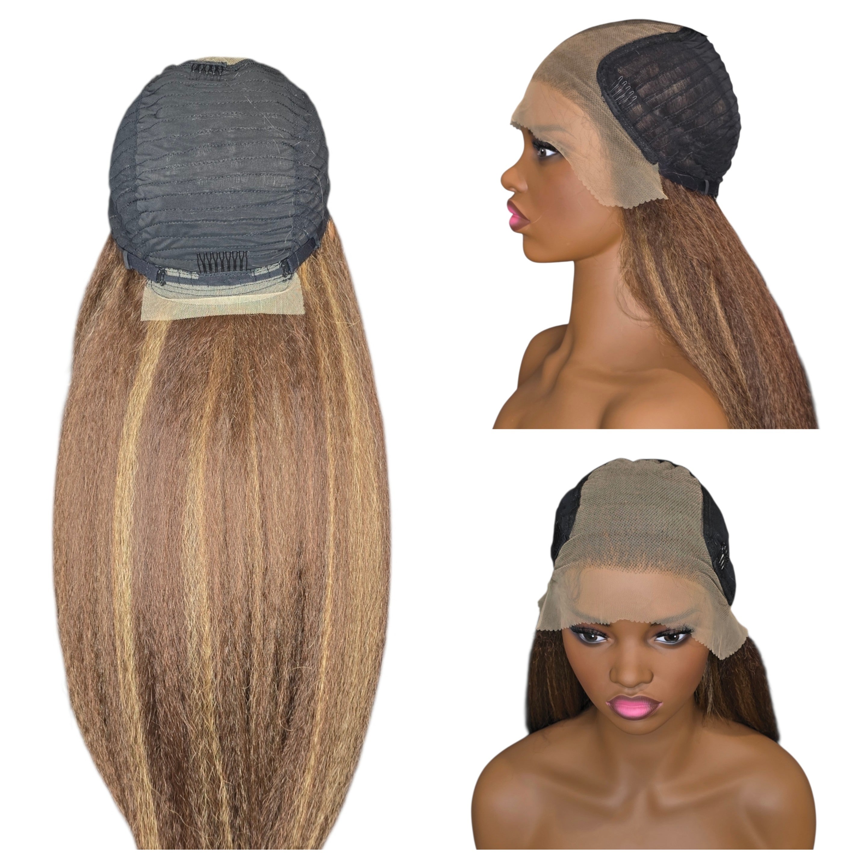 Light Brown Mix Relaxed Texture Lace Front Wig.