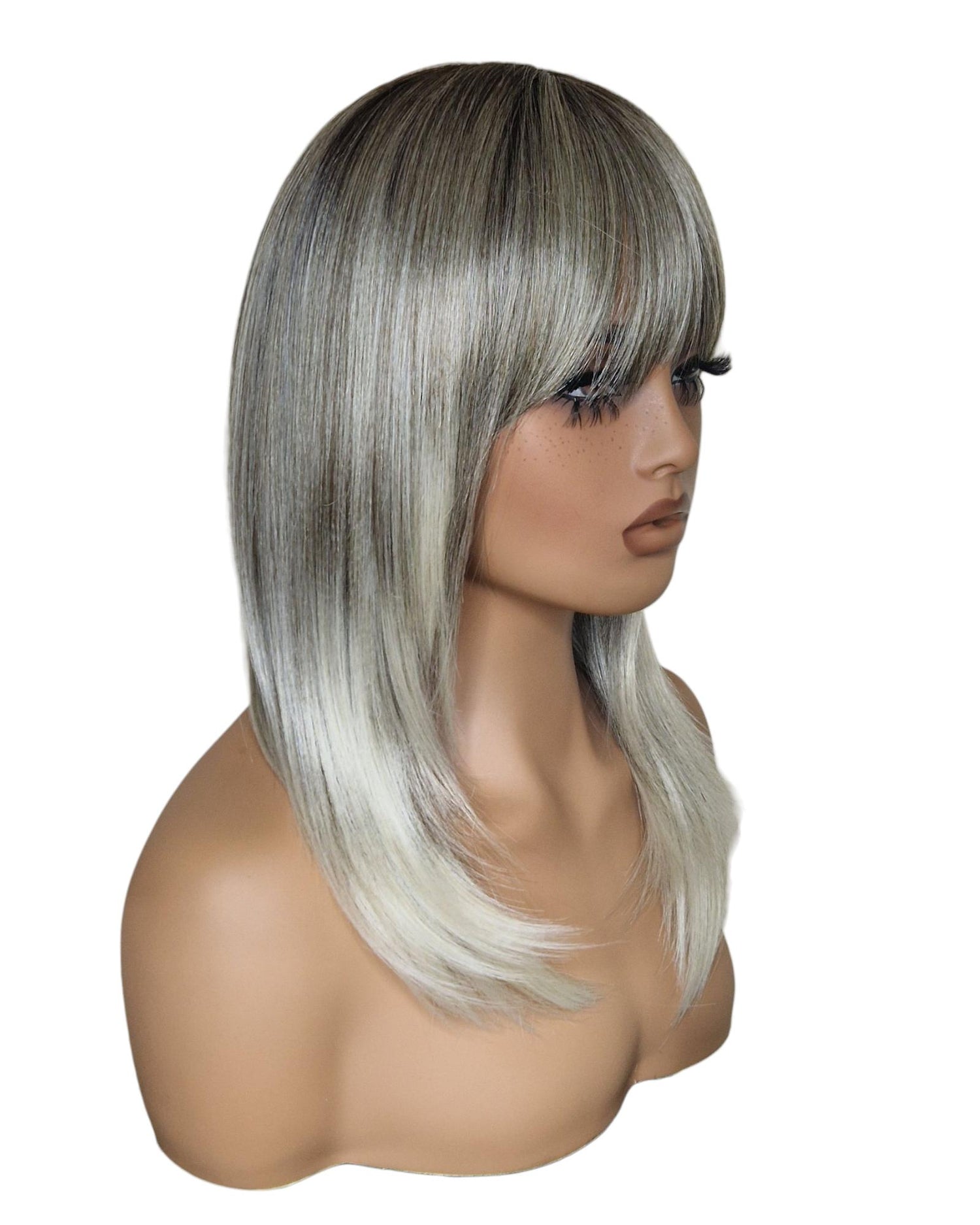 Silver Ash Blonde Long Bob Wig. Katherine