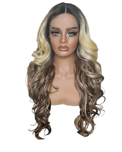 Brown Blonde Wavy Lace Front Wig. Echo