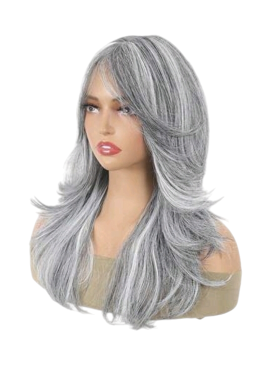 Grey White Highlighted Wig. Mimi