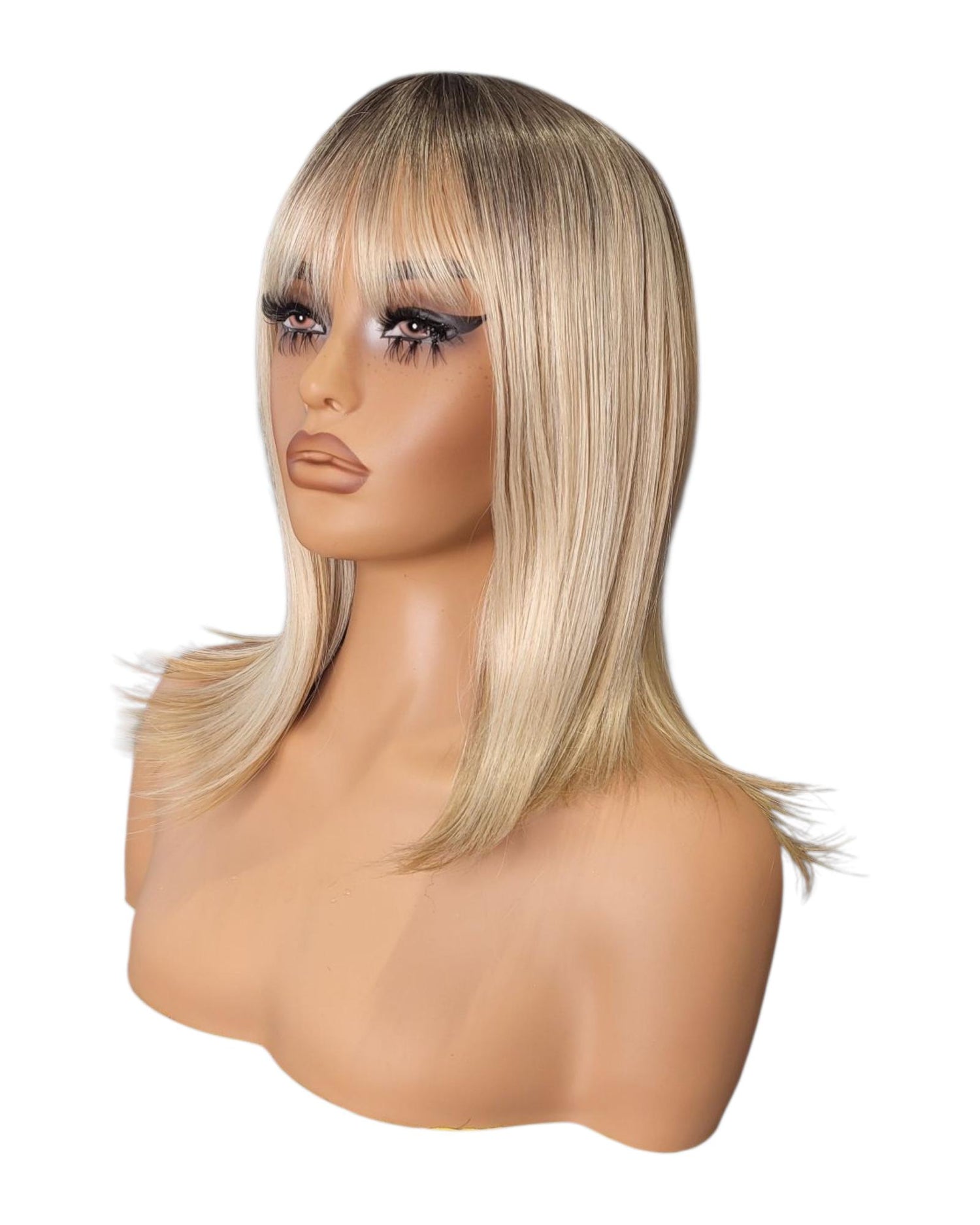 Blonde Highlighted Long Bob Wig. Alexis