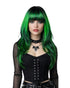 Green Black Long Fashion Wig. Emerald