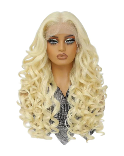 Blonde Curly Lace Front Middle Parting Wig. Zena