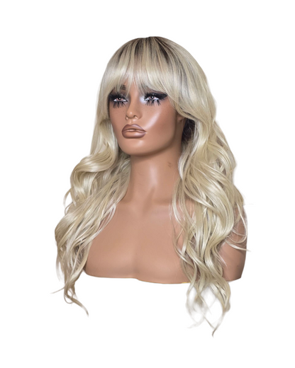 Platinum Blonde Long Wavy Wig. Abigail