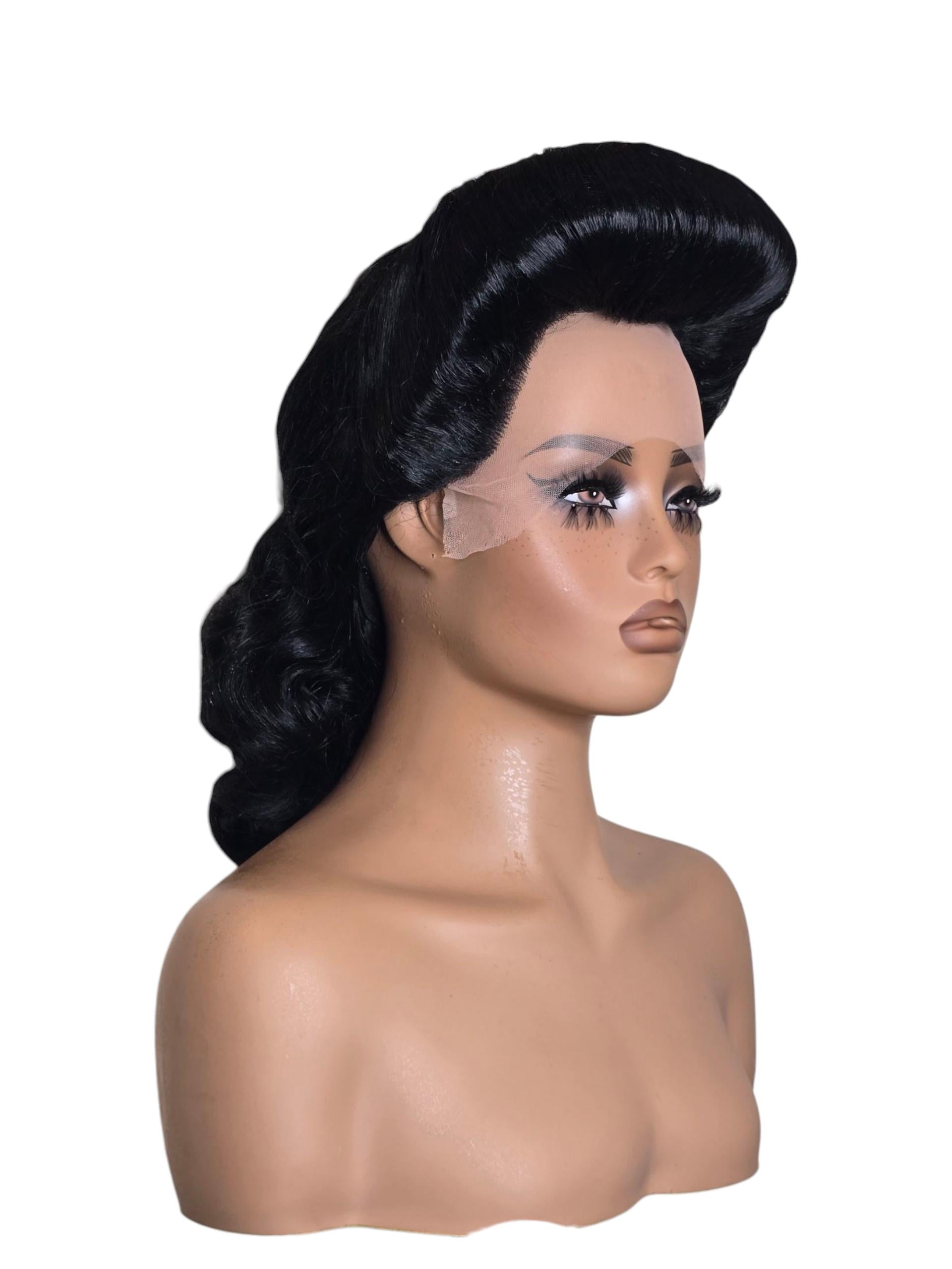 Black Pin Up Vintage Roll Wig.
