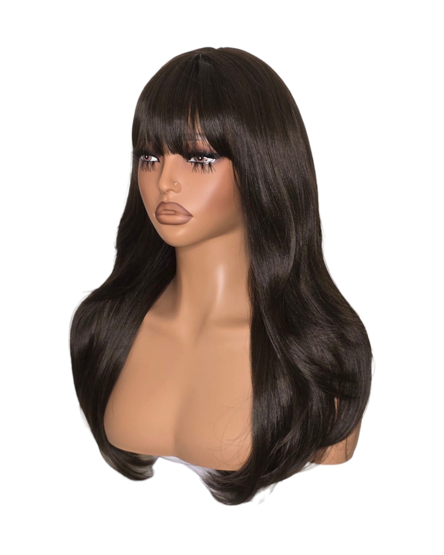 Face Framing Long Wig Dark Brown. Bardot