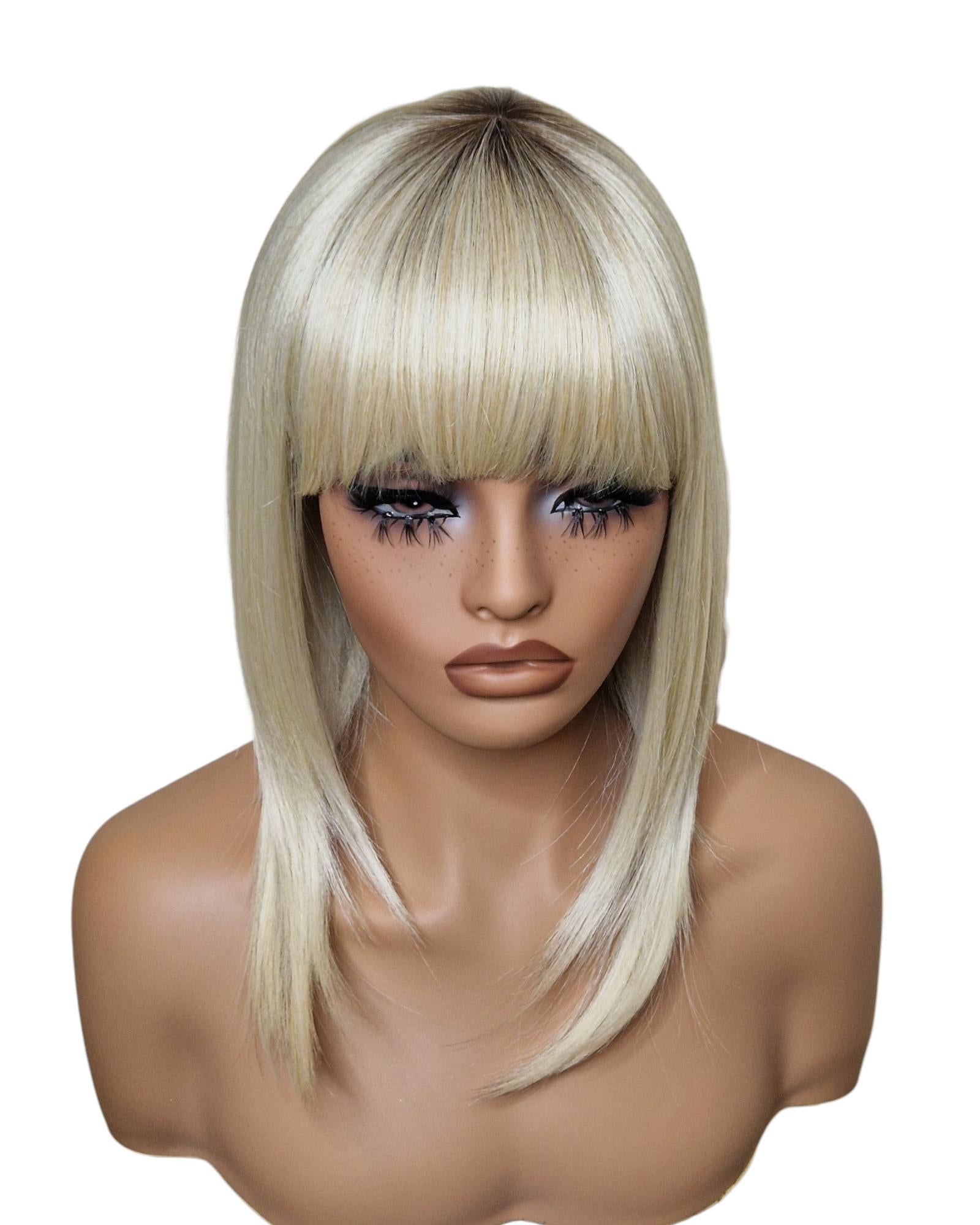 Platinum Blonde Asymmetric Bob Wig. Alix