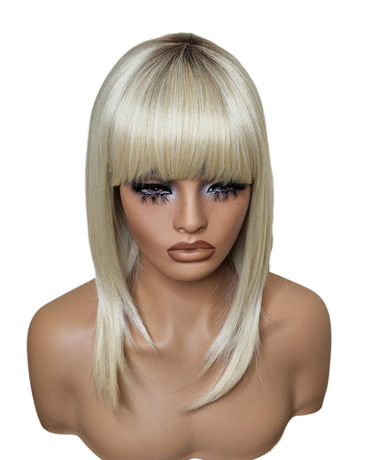 Platinum Blonde Asymmetric Bob Wig. Alix