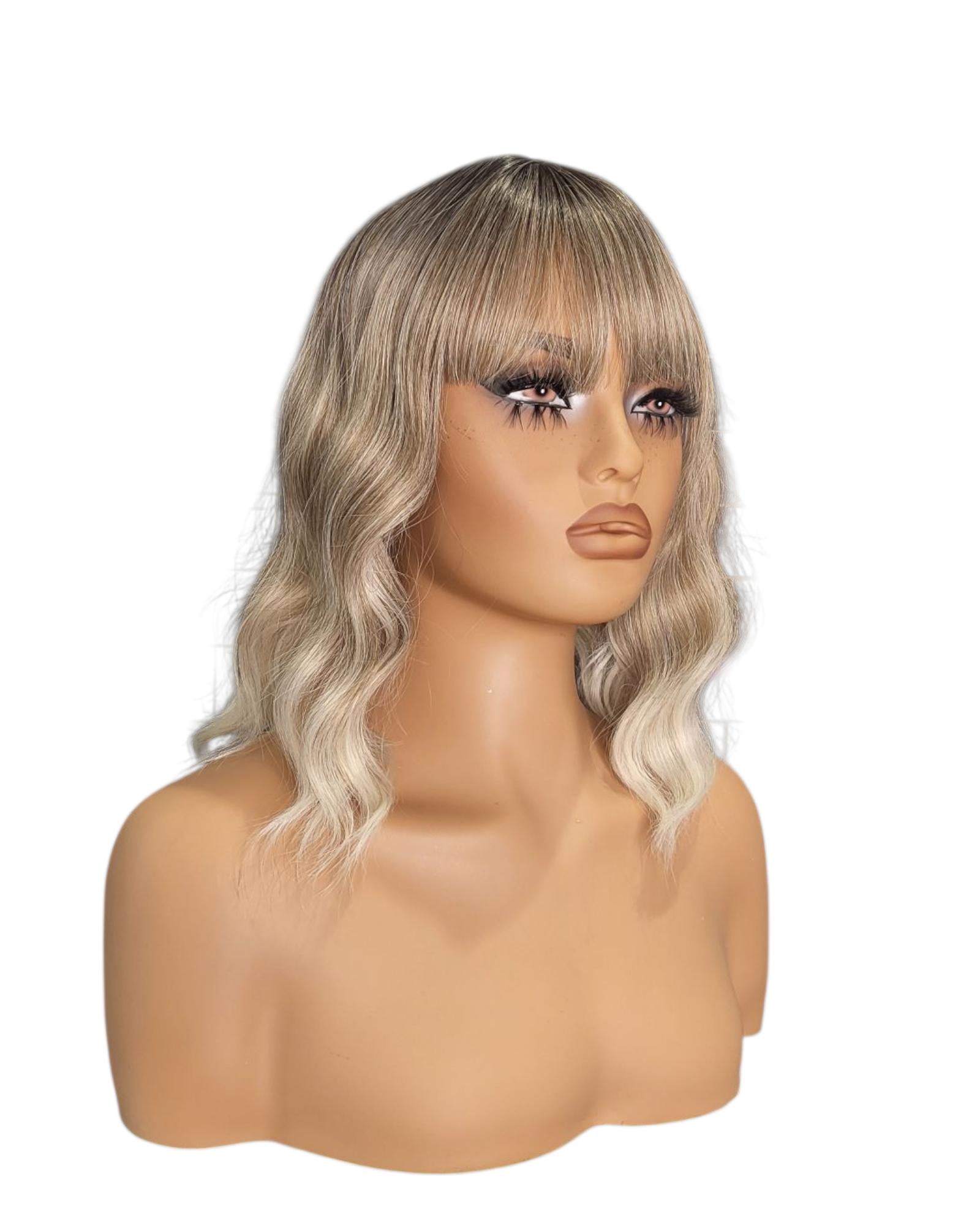 Ash Blonde Ombre Wavy Bob Wig. Rosie