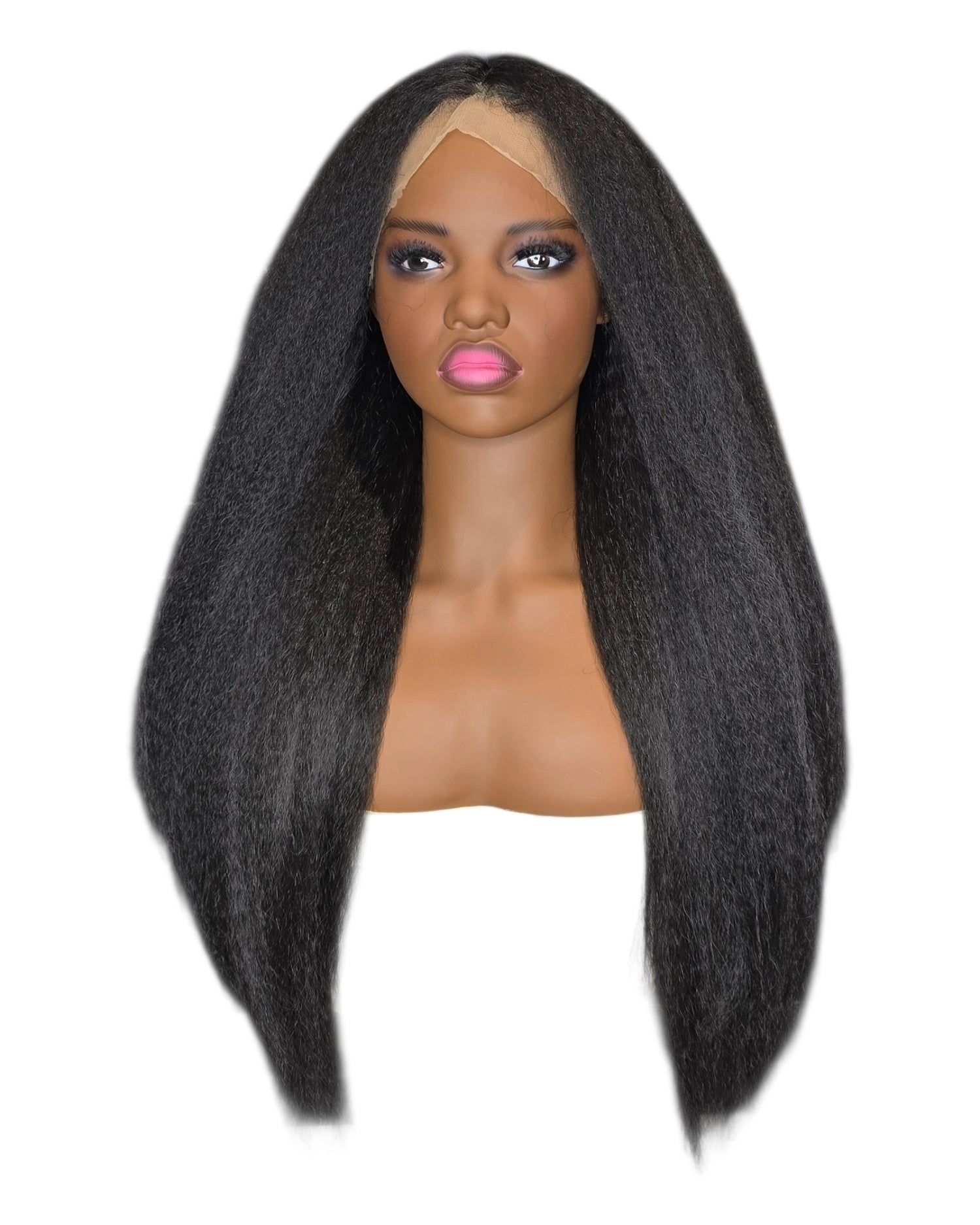 Black Relaxed Texture Lace Front Wig.