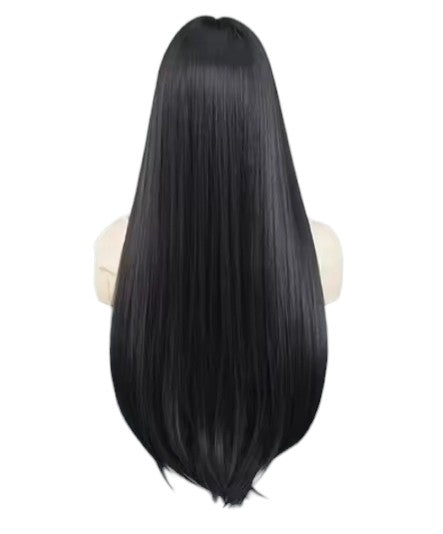 Black Long Straight Wig with Fringe. Dali