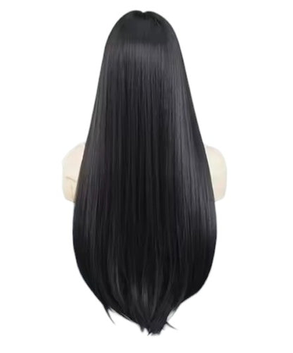 Black Long Straight Wig with Fringe. Dali