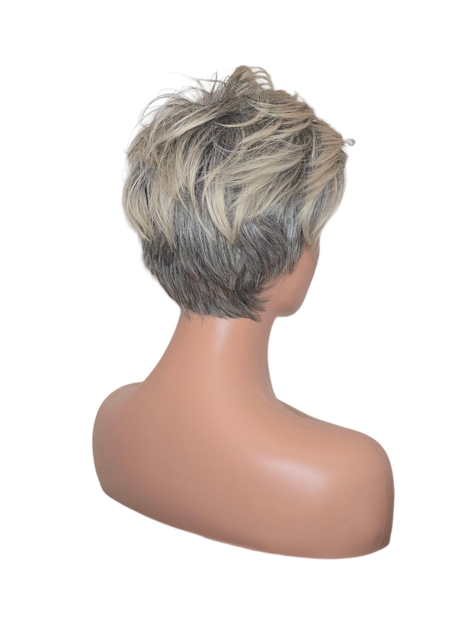 Silver Grey Ash Blonde Urchin Cut Wig. Cat.