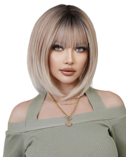 Short Blonde Bob Hairstyle Wig. Rooted Blonde Tasha-CelebWigs