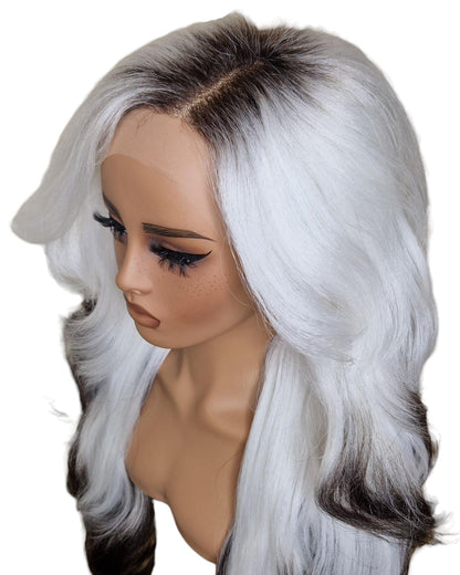 Ice White Tipped Lace Front Wig. Iced Vanilla