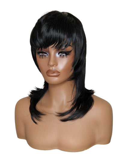 Black Shaggy Mullet Hairstyle Wig. Dua