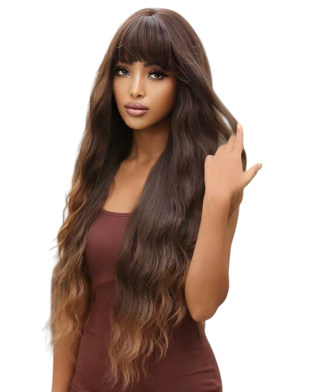 Brown Ombre Long Wavy Wig. Ndyah