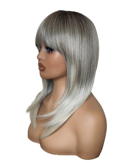 Silver Ash Blonde Long Bob Wig. Katherine