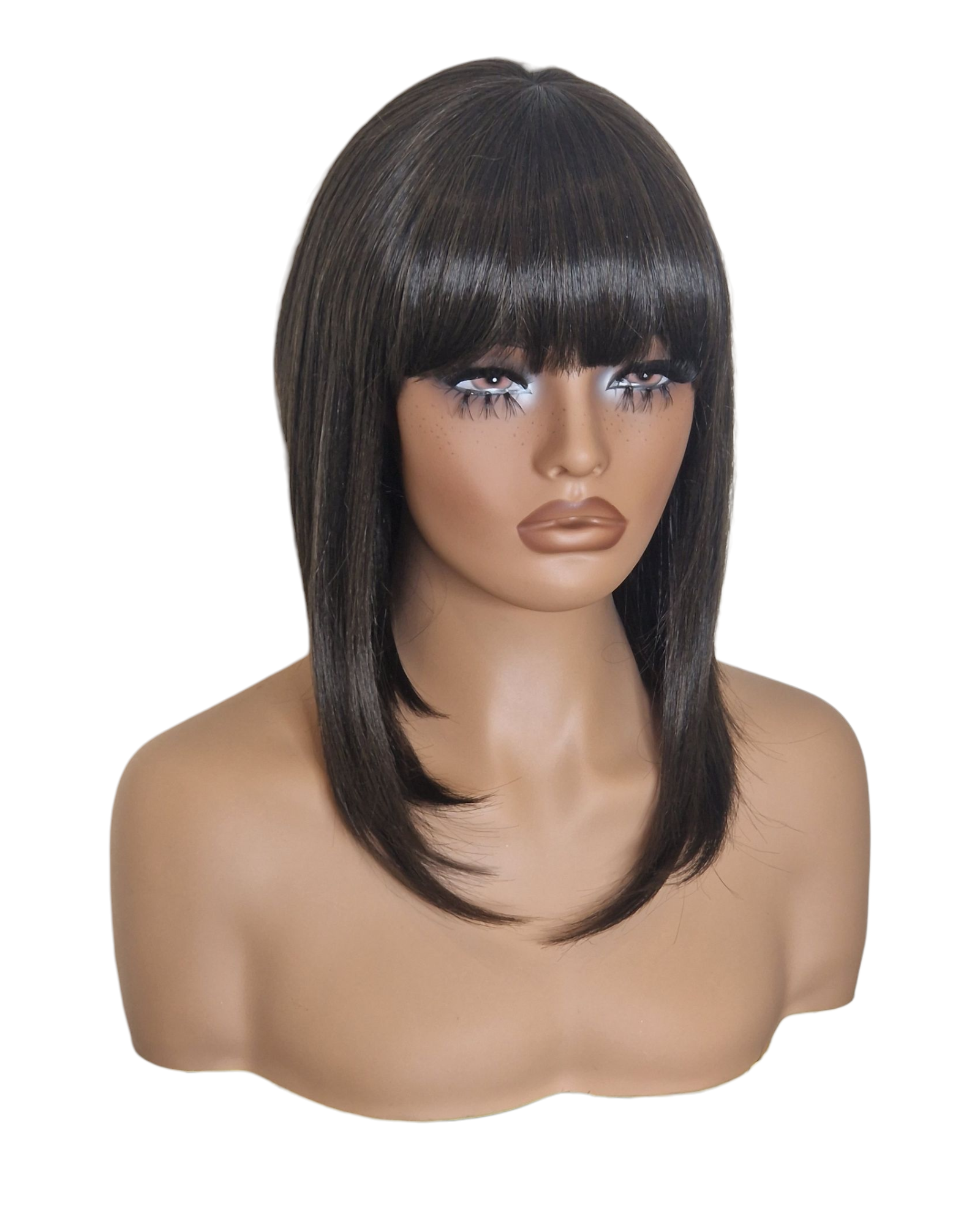 Dark Brown Asymmetric Bob Wig. Alix
