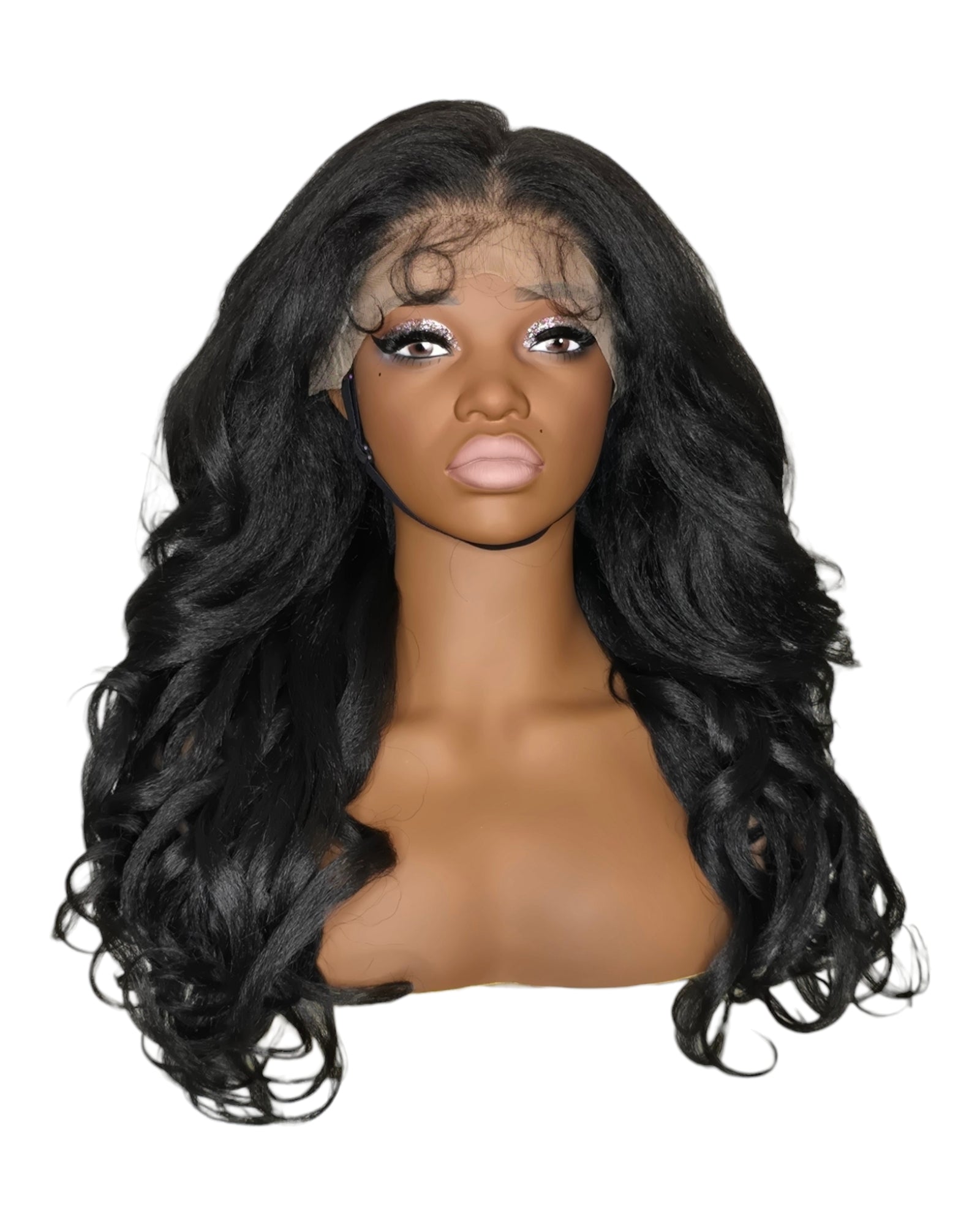Black Curly Lace Front Wig. Bisha