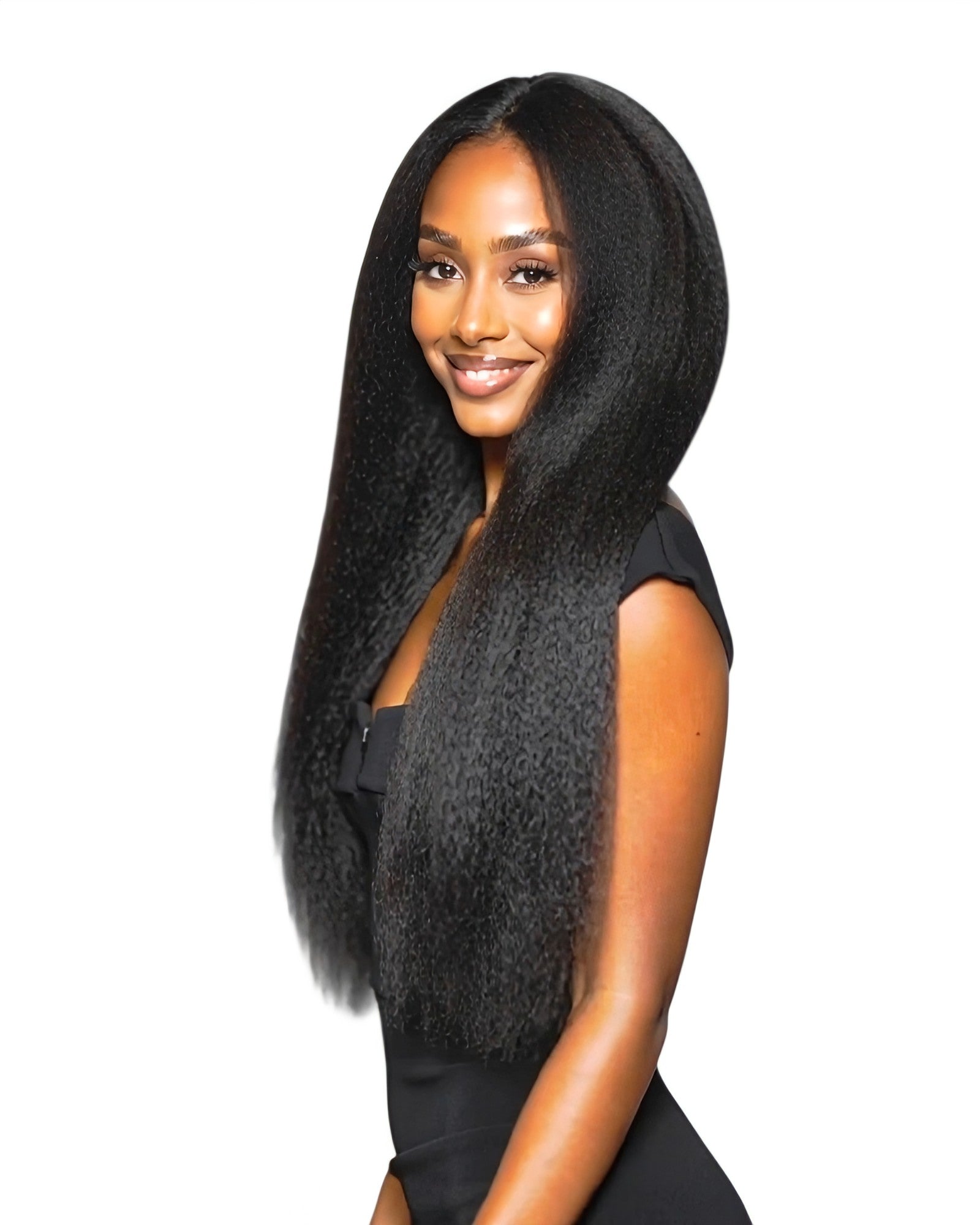 Black Relaxed Texture Lace Front Wig.