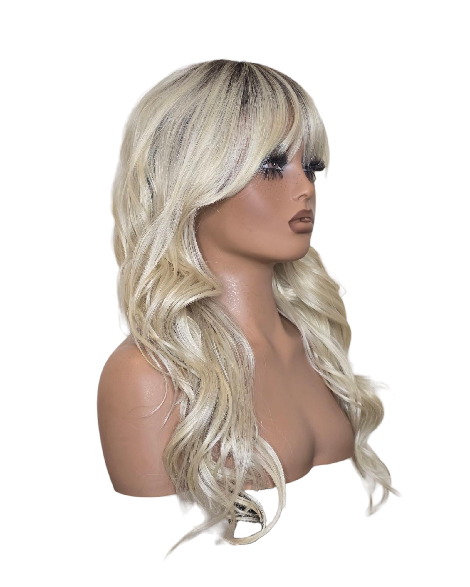 Platinum Blonde Long Wavy Wig. Abigail