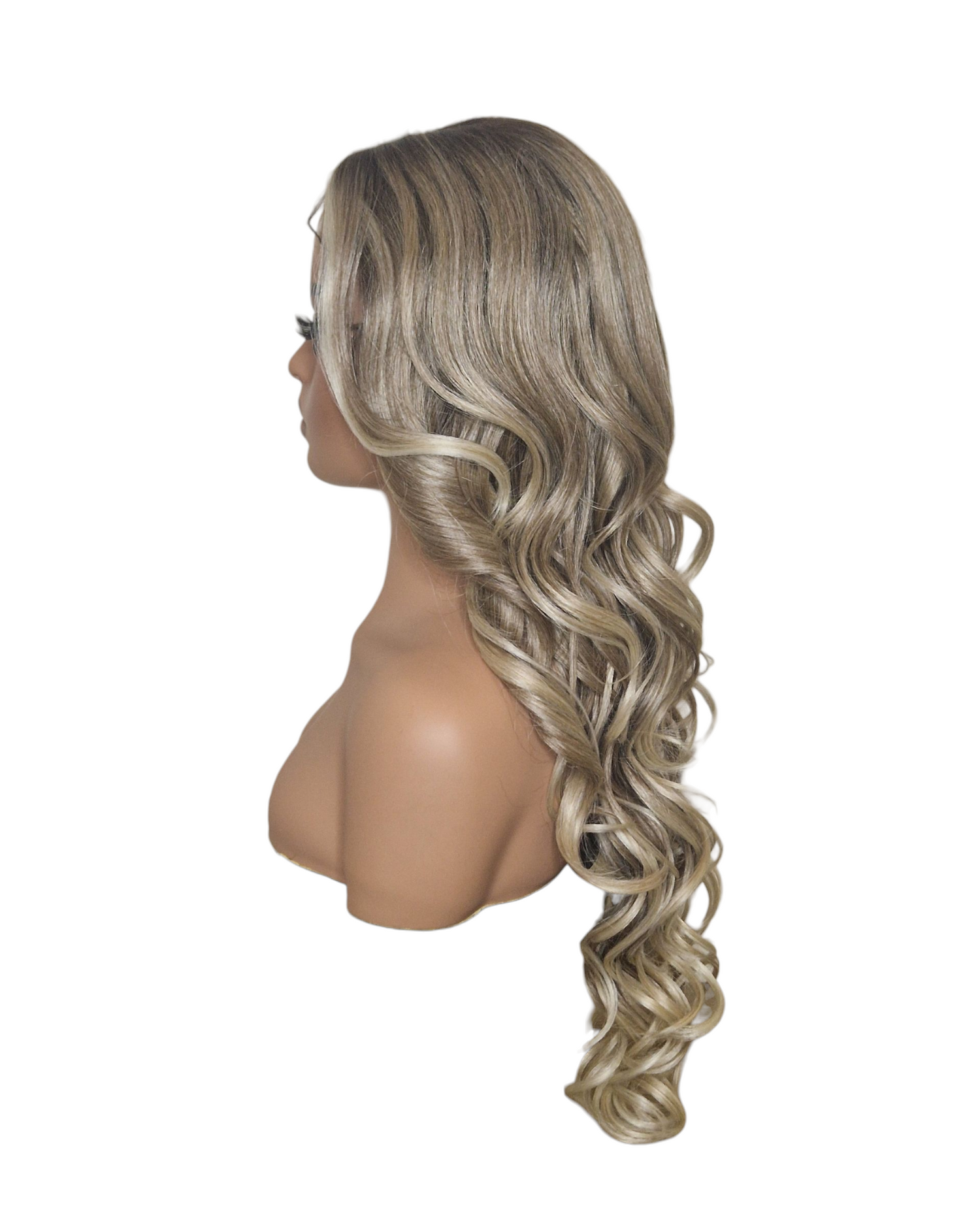 Ash Blonde Balayage Wavy Lace Front Wig. Echo